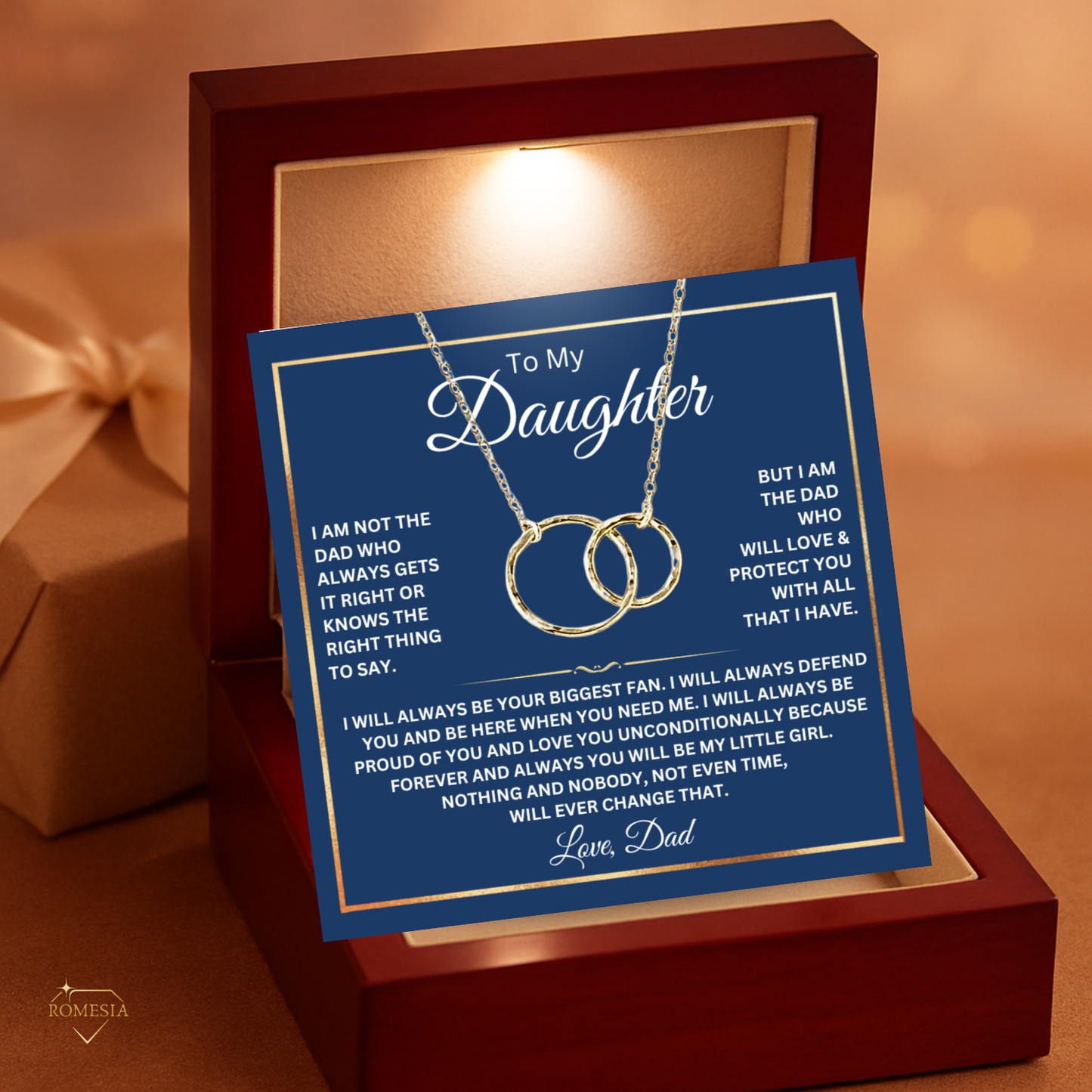 Father and Daughter Sterling Silver Double Ring Pendent