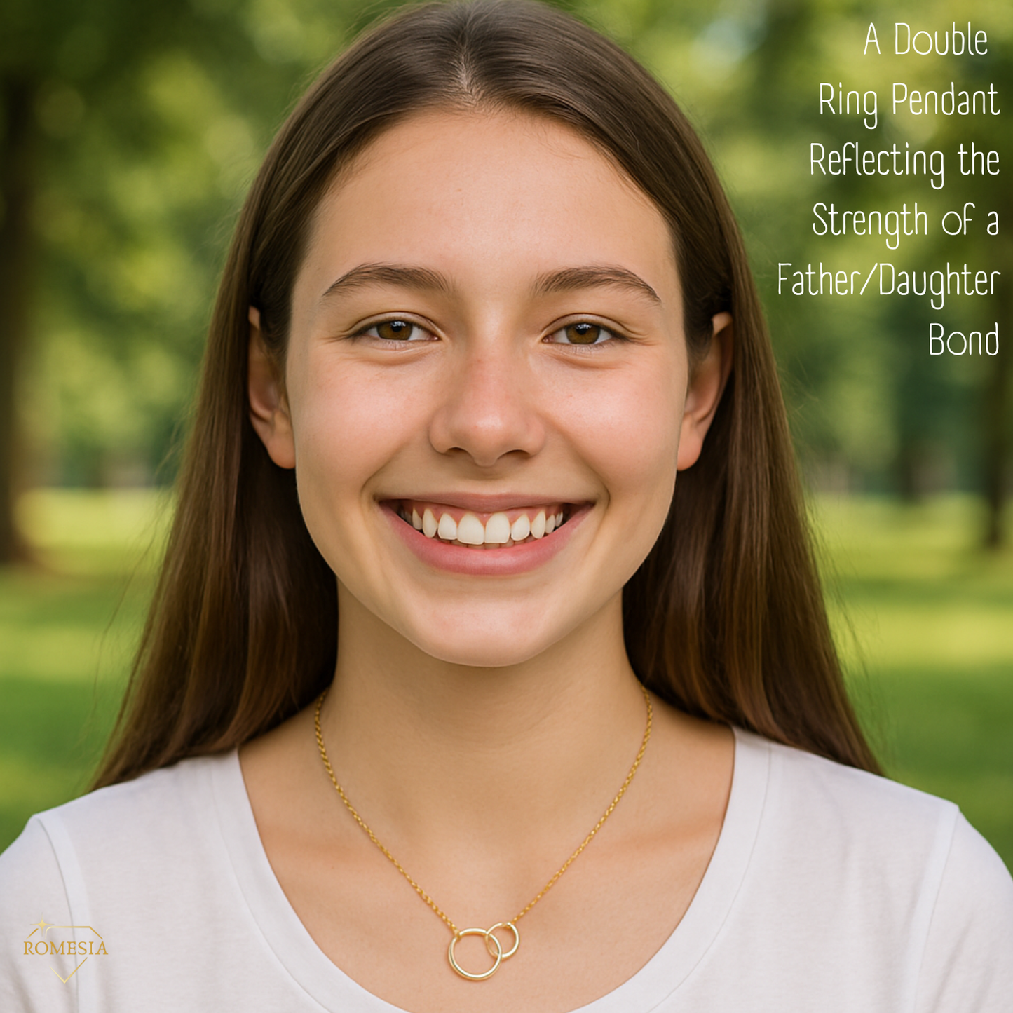 Father and Daughter Sterling Silver Double Ring Pendent