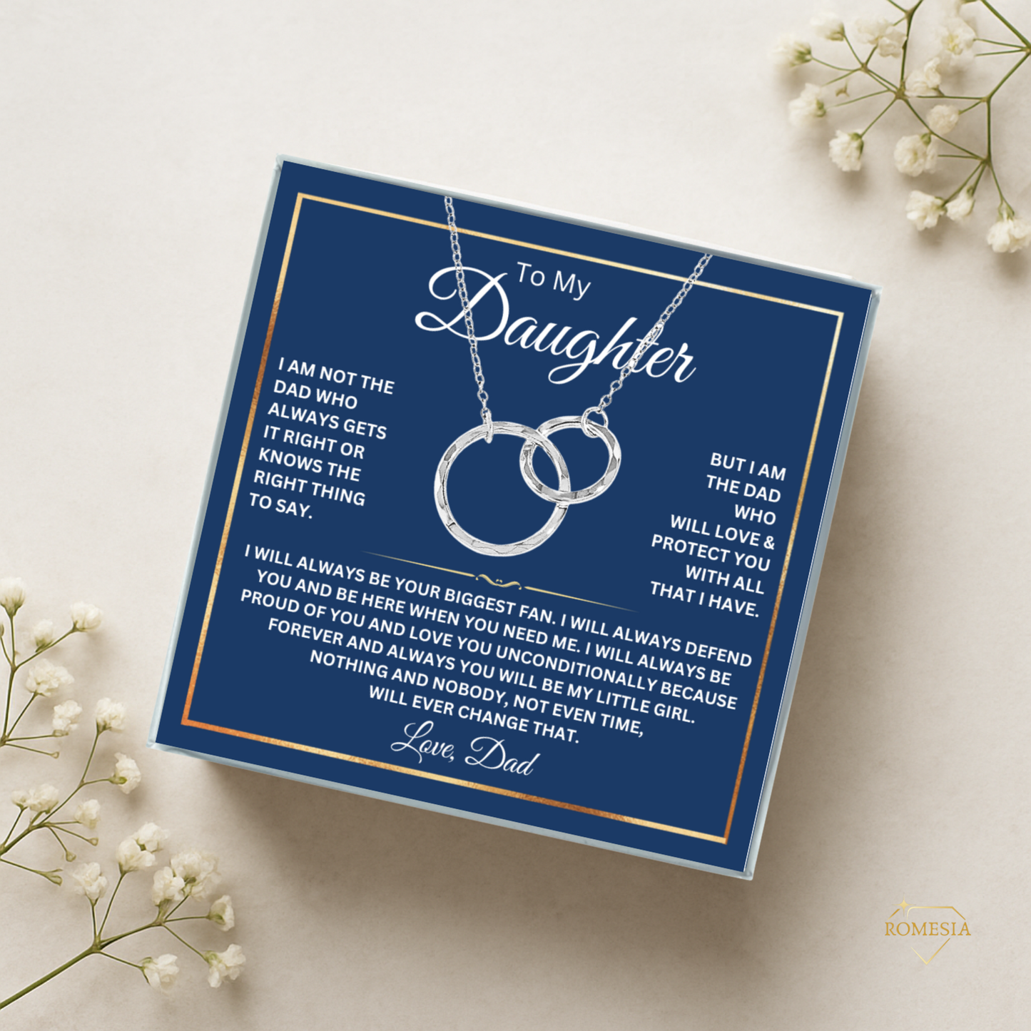 Father and Daughter Sterling Silver Double Ring Pendent