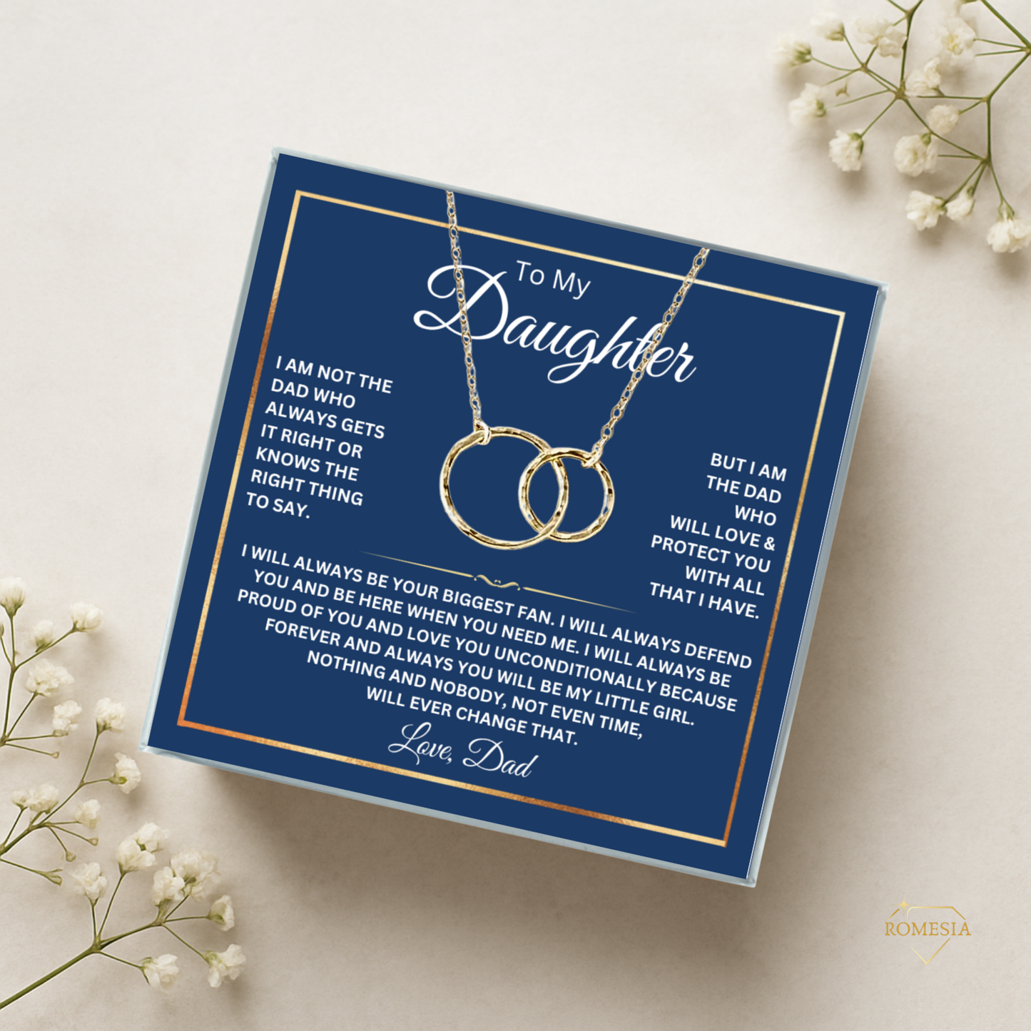 Father and Daughter Sterling Silver Double Ring Pendent