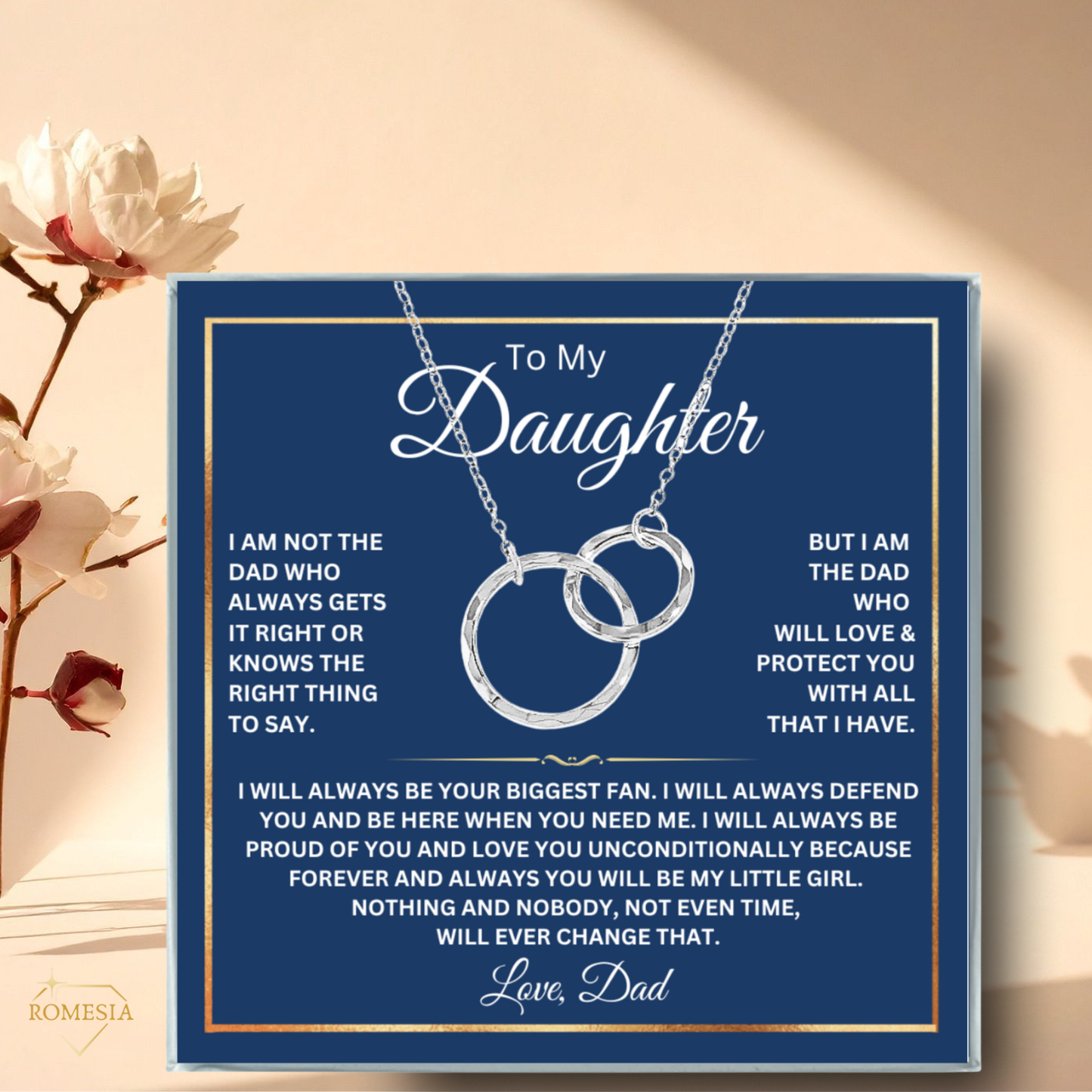 Father and Daughter Sterling Silver Double Ring Pendent
