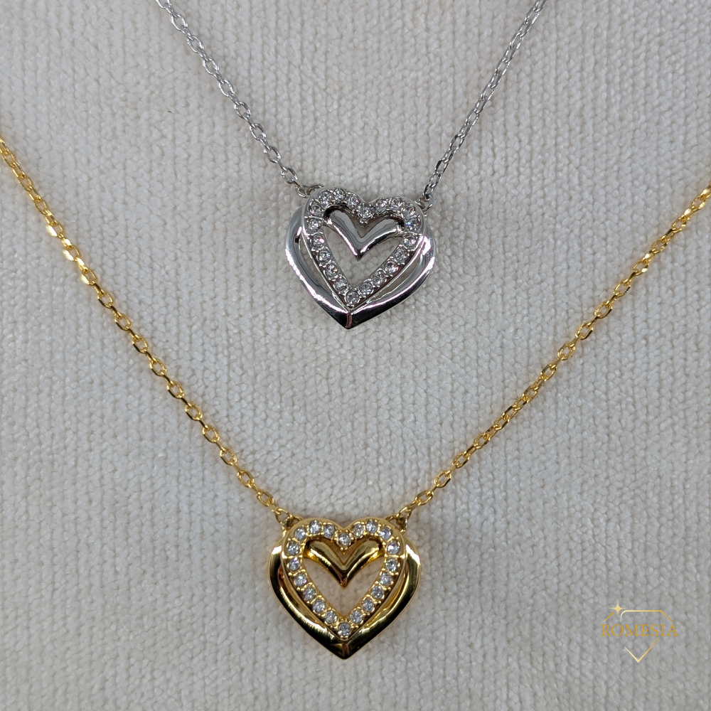 To My Daughter- Double Hearts Pendent w/Austrian Crystals-Proudest Moment