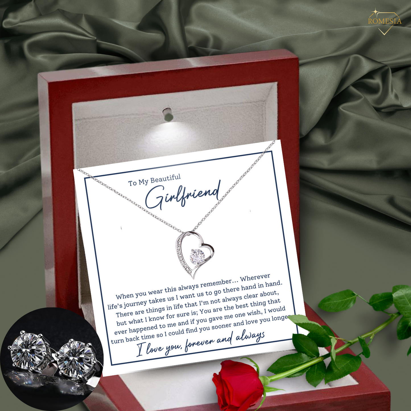 Girlfriend-Hand in Hand- Forever Love Necklace w/Earrings