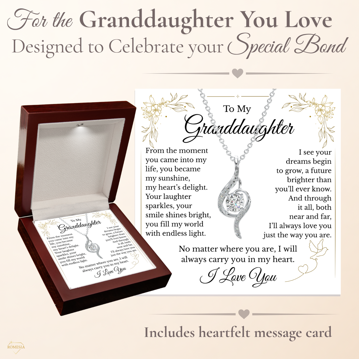 Granddaughter Adoring Love Sterling Silver Pendent- Endless Light