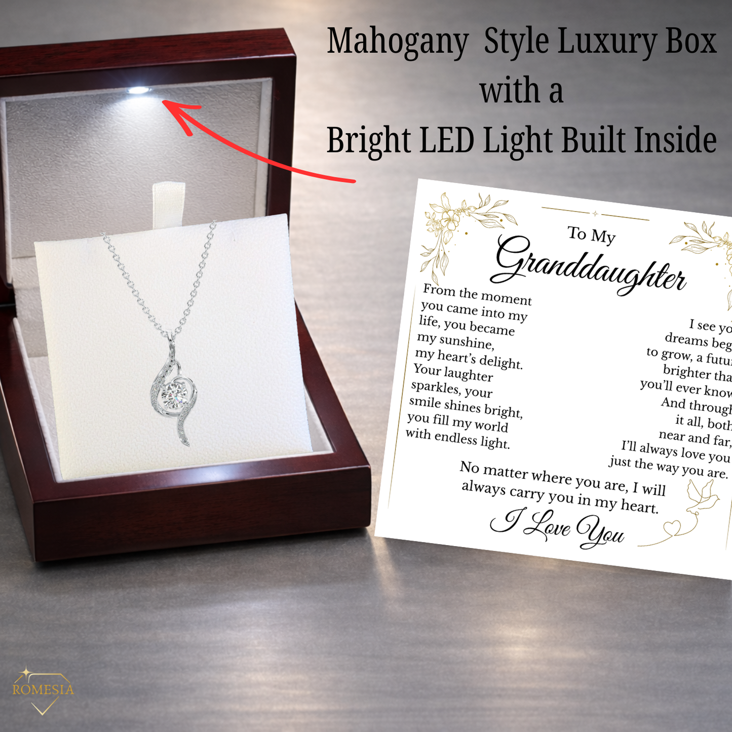 Granddaughter Adoring Love Sterling Silver Pendent- Endless Light