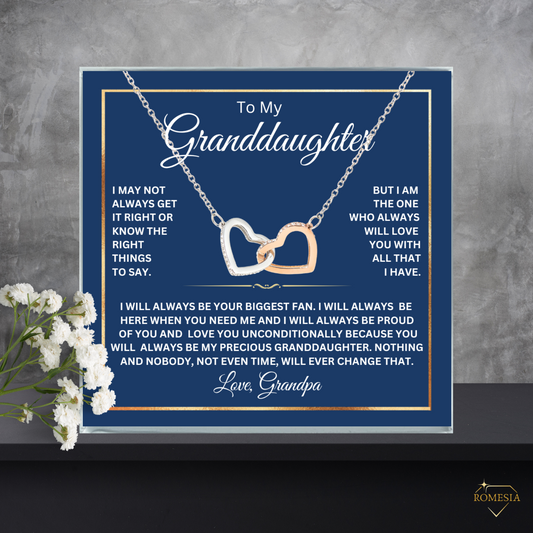 To My Granddaughter from Grandpa-Interlocking Hearts Necklace