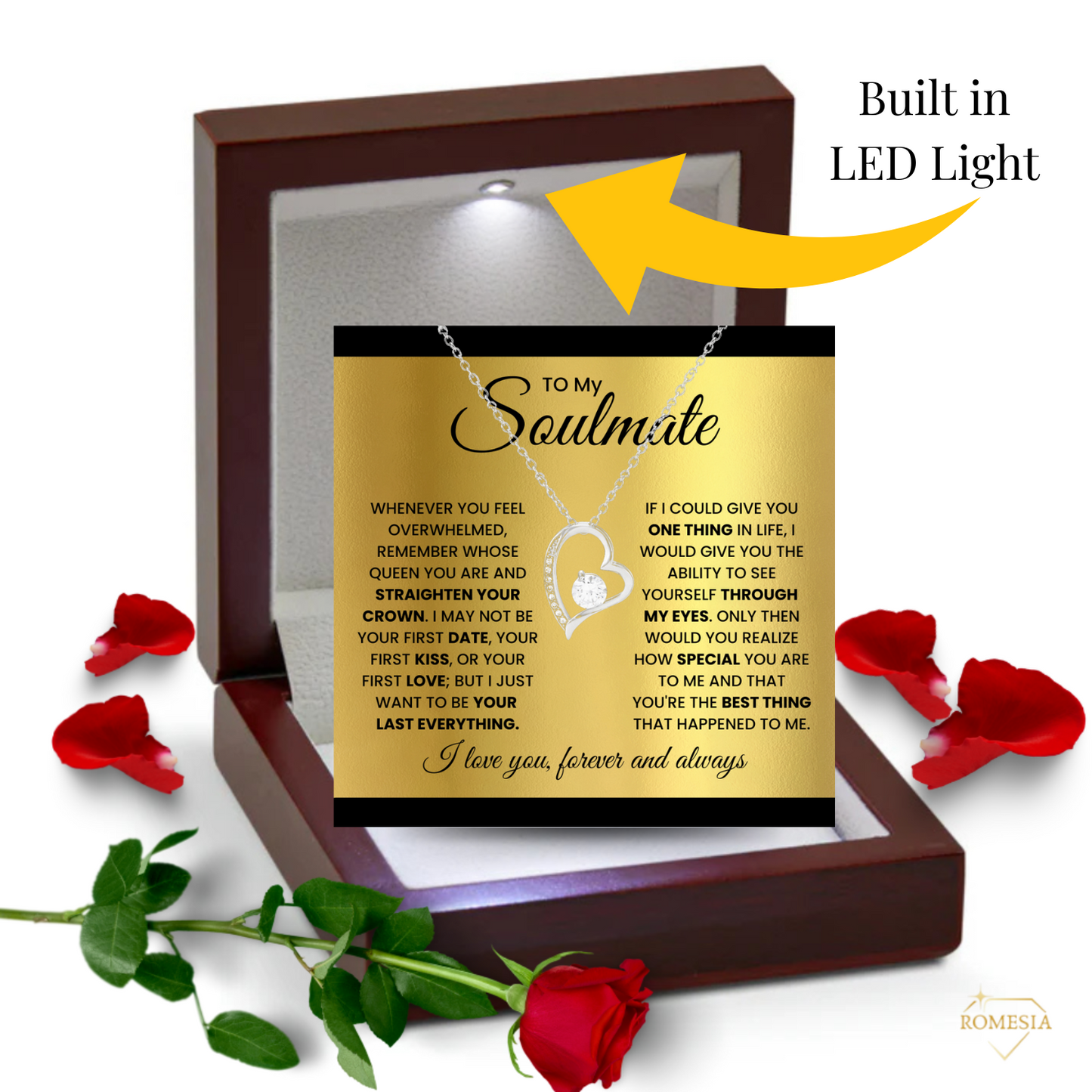 To My Soulmate-Queen- Forever Love Necklace w/Earrings