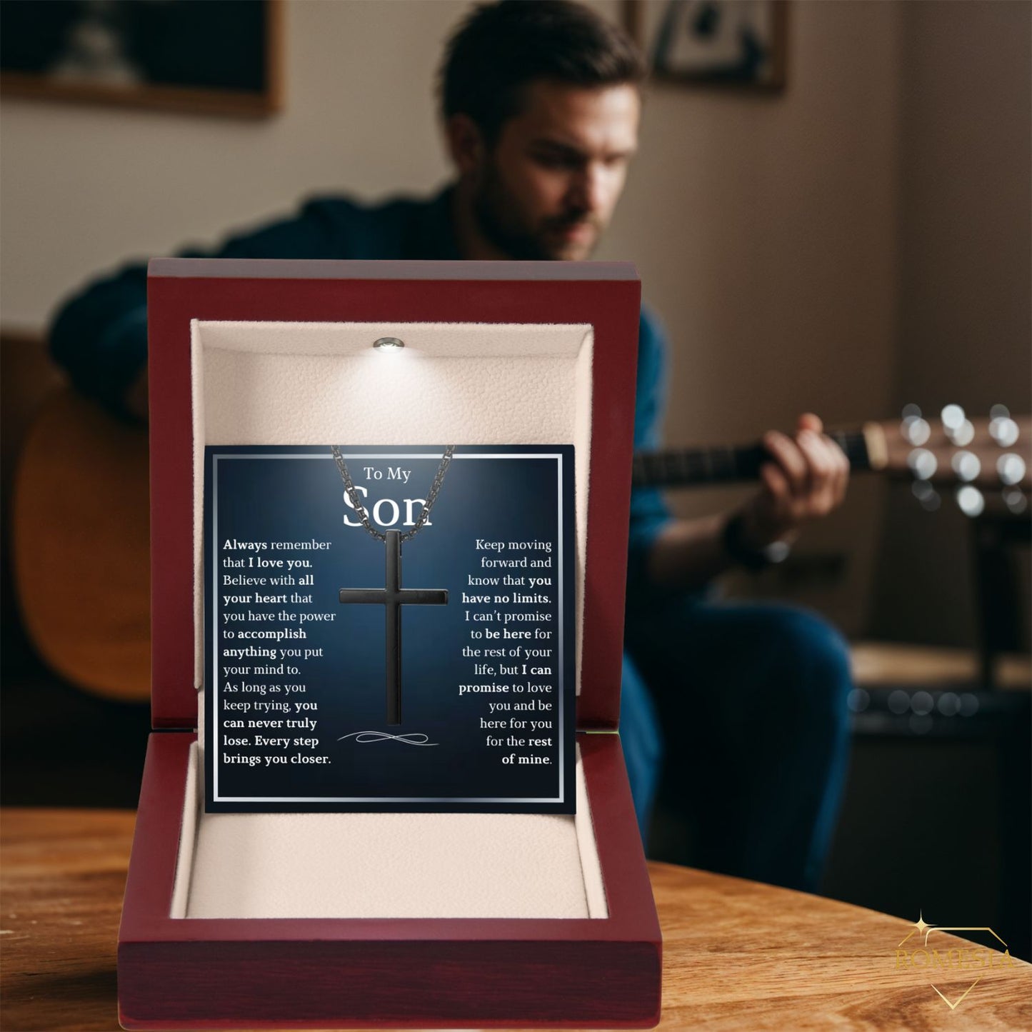 To My Son- Stainless Steel Cross Necklace- No Limits