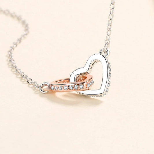 To My Daughter- Never Forget- Interlocking Hearts Necklace from DAD