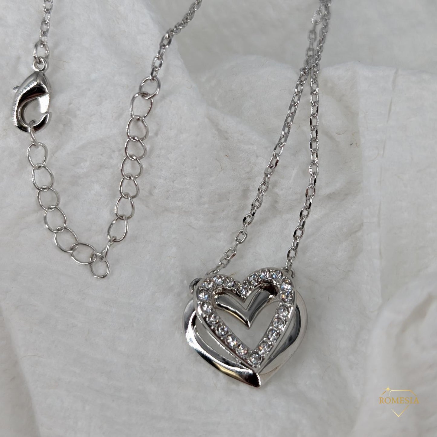 To My Granddaughter-Endless Light Double Heart pendent with Austrian Cystals