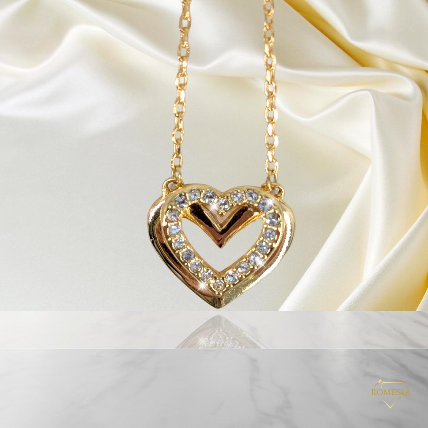 To My Granddaughter-Endless Light Double Heart pendent with Austrian Cystals