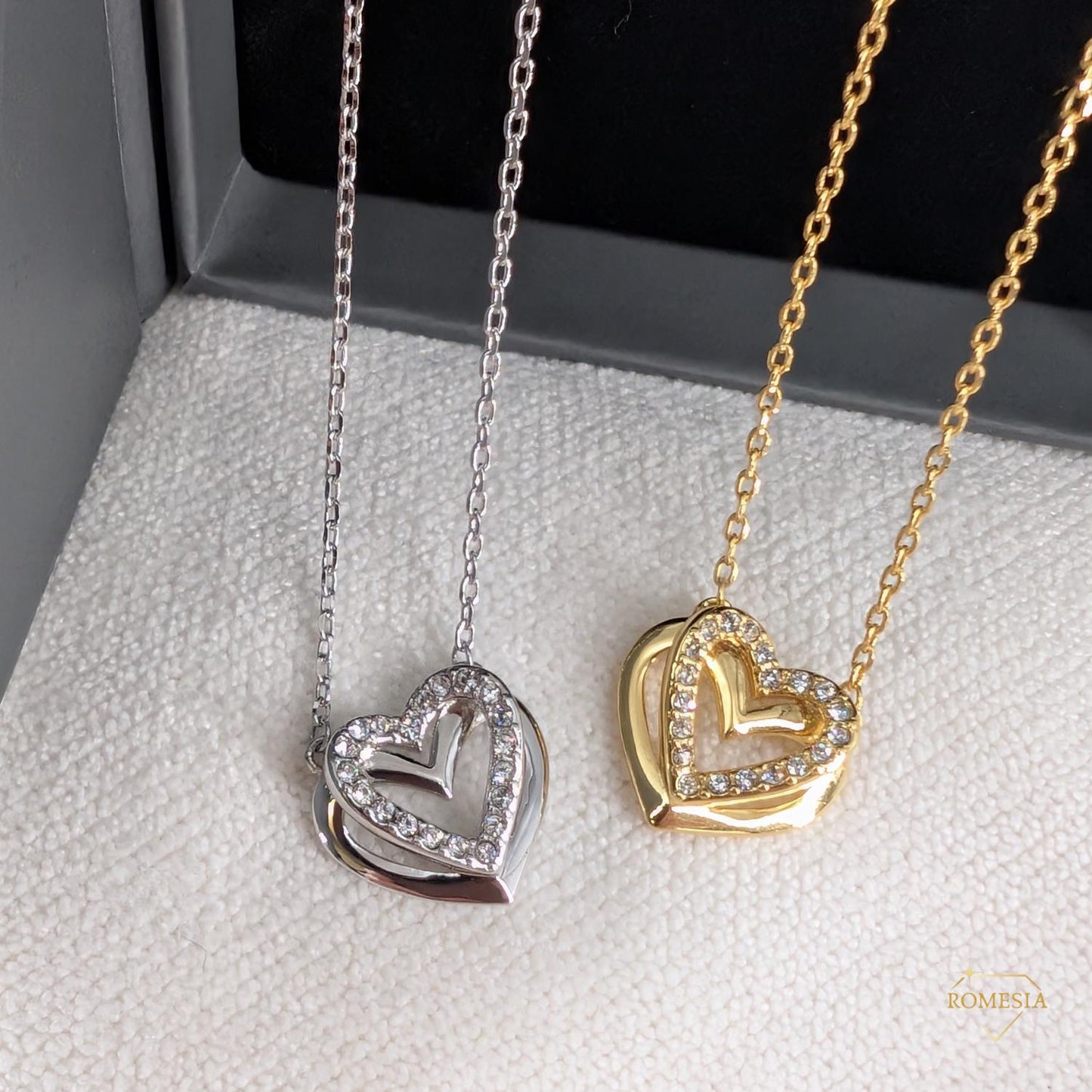 To My Granddaughter-Endless Light Double Heart pendent with Austrian Cystals