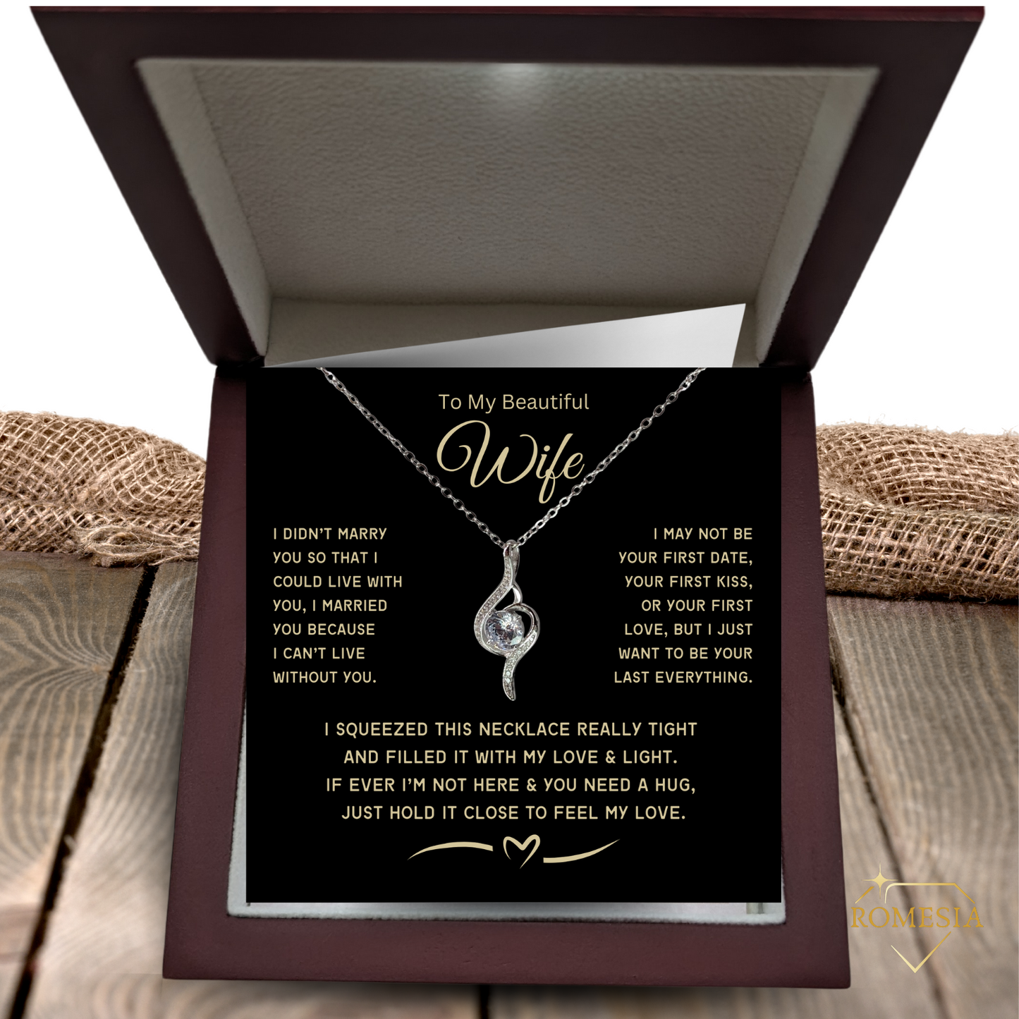 To My Beautiful Wife-My Love- Adoring Love Necklace