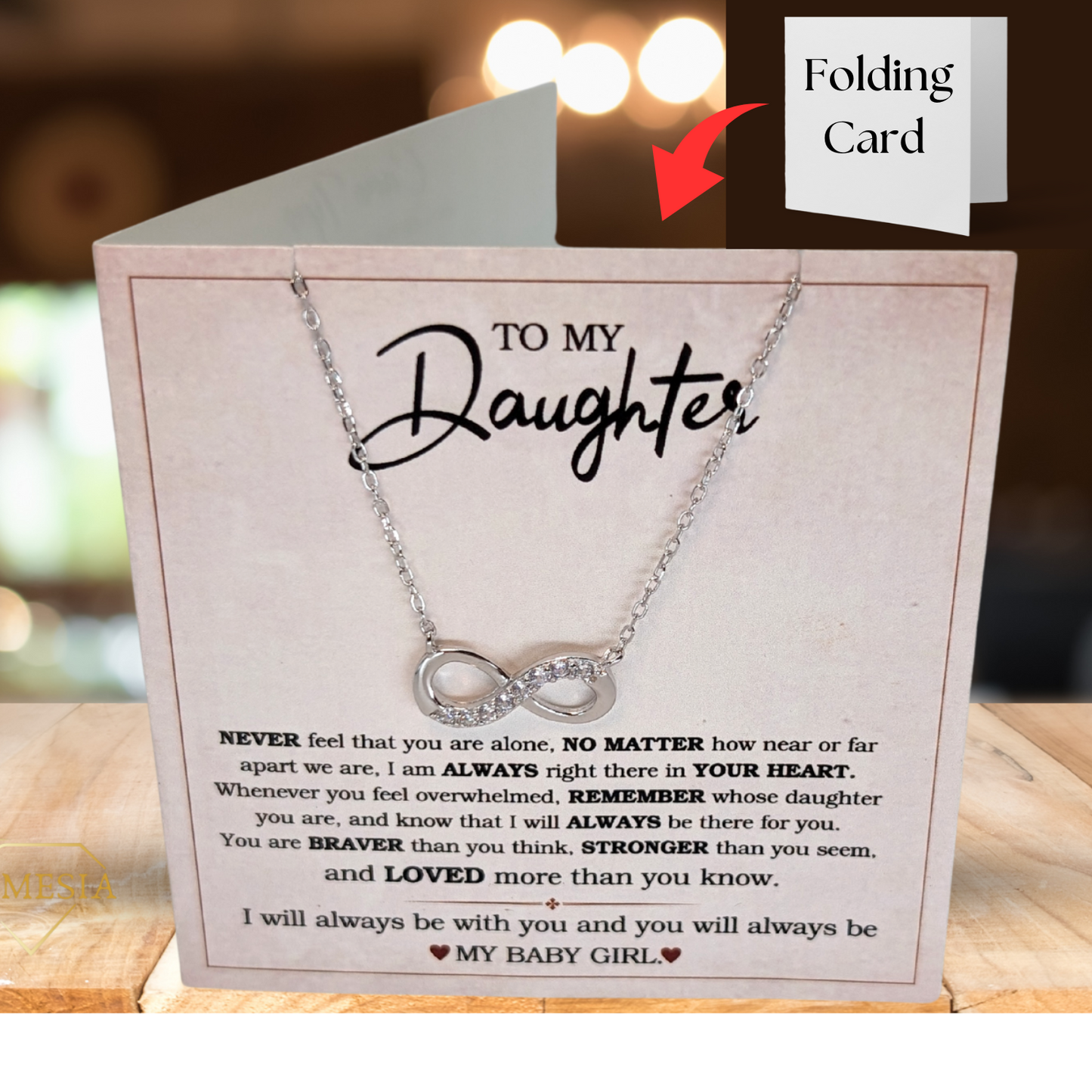 To My Daughter- Loved More- .925 Sterling Silver Endless Love Infinity Necklace