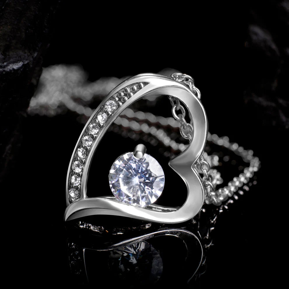 Daughter heart necklace from Dad with message card- "Fan Forever", Necklace gift for Daughter from Dad