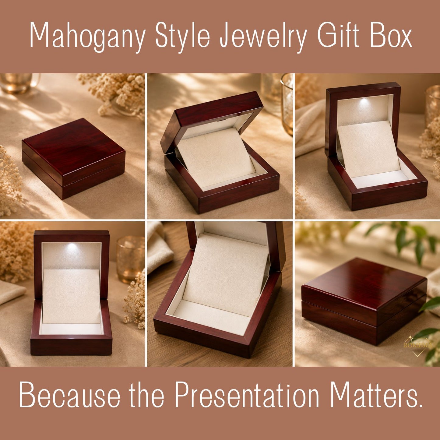 Mahogany Style Gift Box w/LED Light
