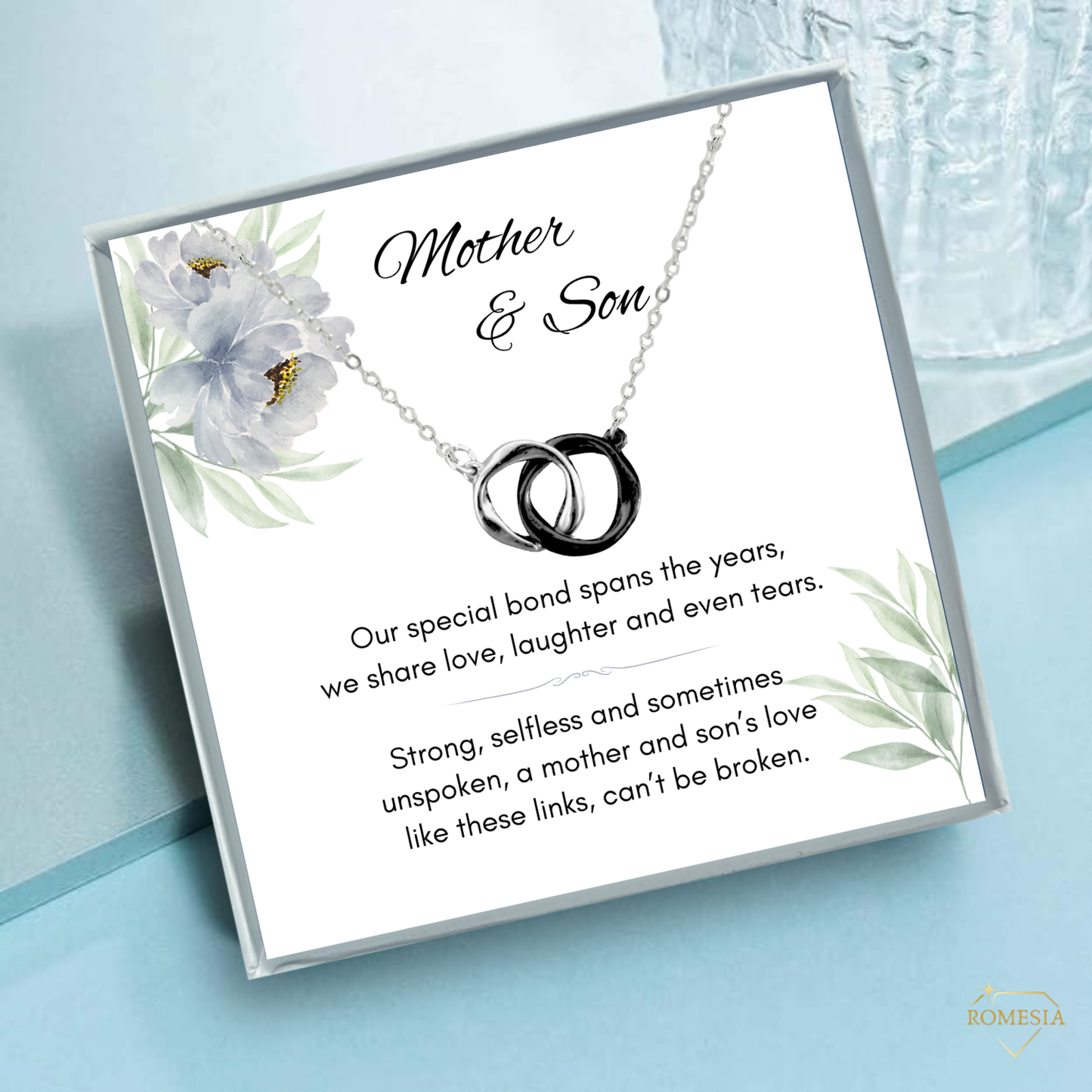 Mother and Son-A Special Bond-Interlocking Rings Necklace, Gift for mother's day, Christmas, Birthday