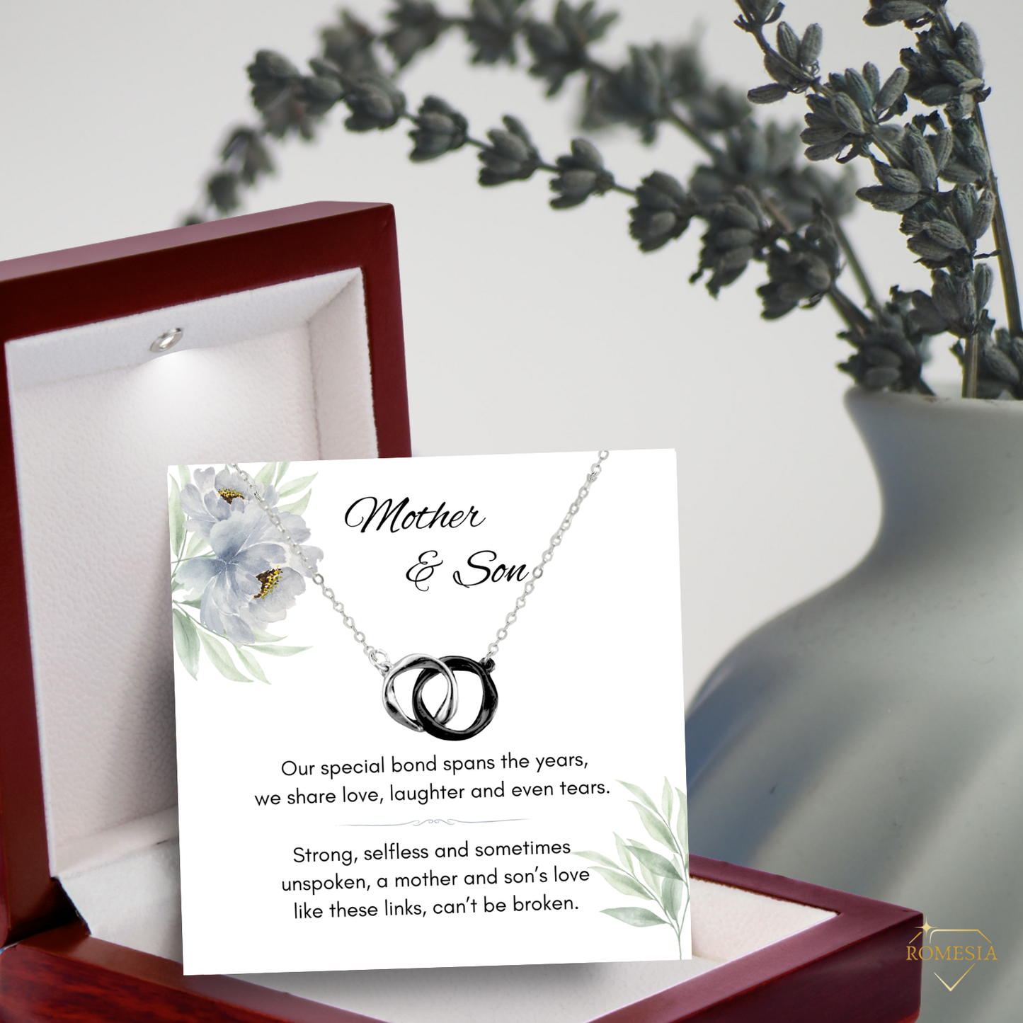 Mother and Son-A Special Bond-Interlocking Rings Necklace, Gift for mother's day, Christmas, Birthday