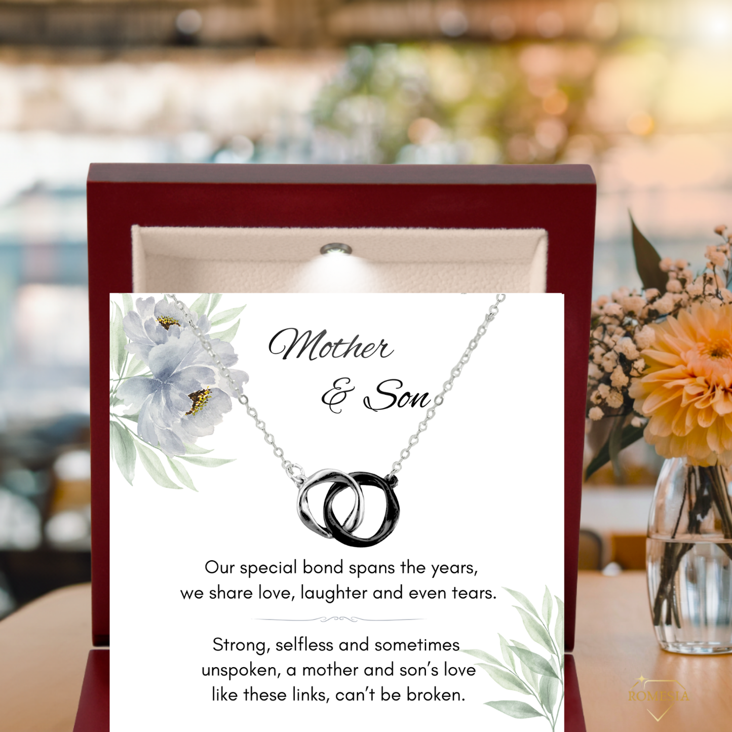 Mother and Son-A Special Bond-Interlocking Rings Necklace, Gift for mother's day, Christmas, Birthday