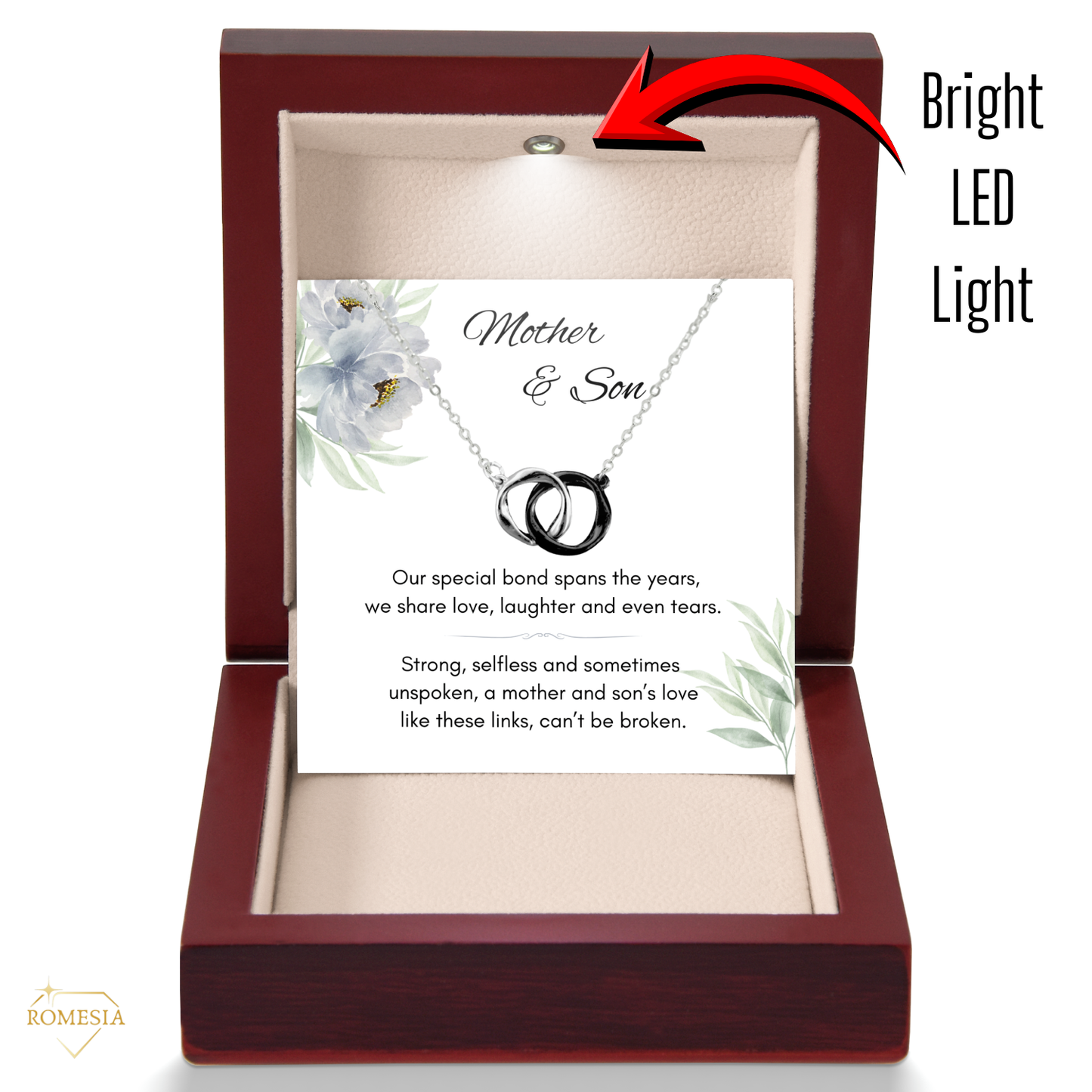 Mother and Son-A Special Bond-Interlocking Rings Necklace, Gift for mother's day, Christmas, Birthday