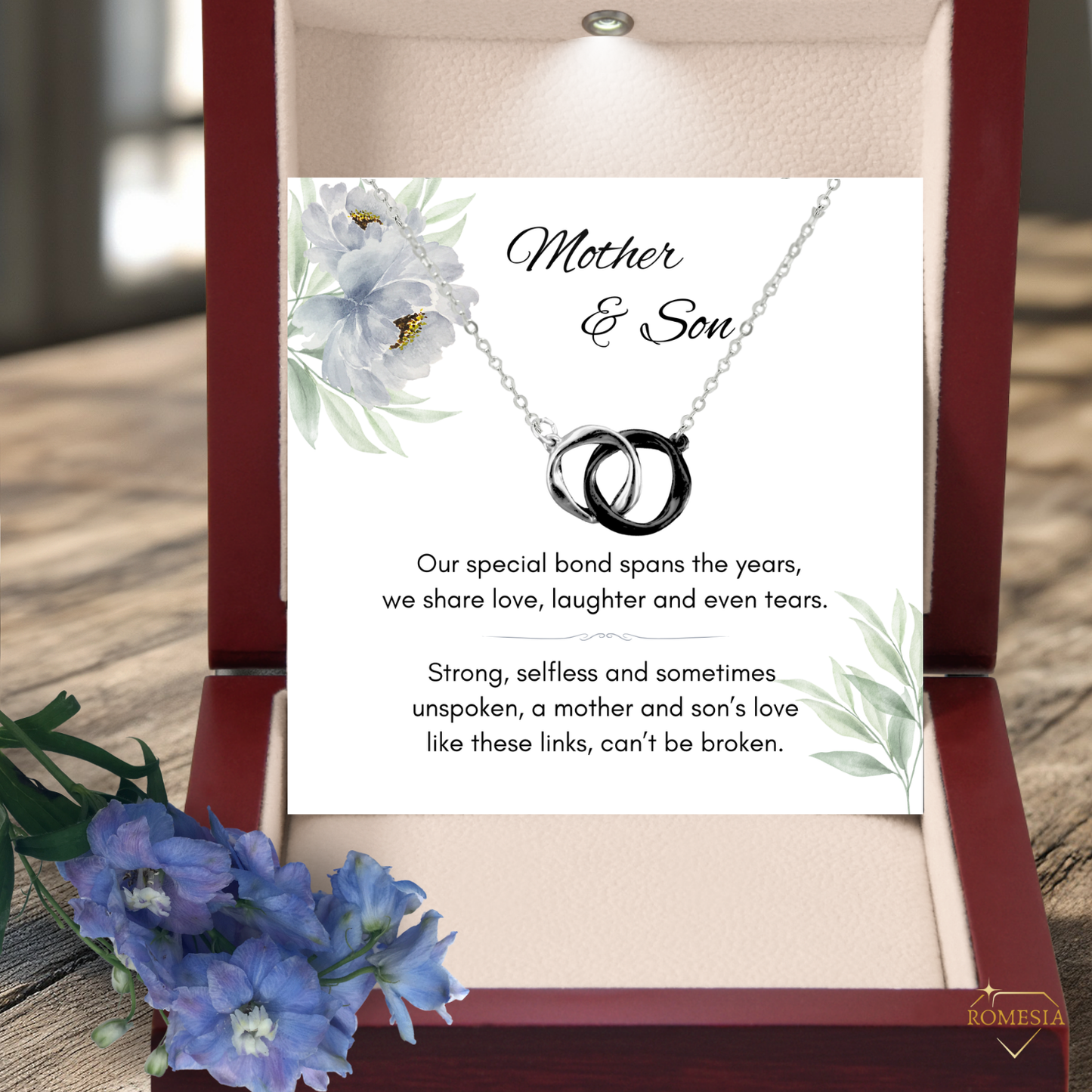 Mother and Son-A Special Bond-Interlocking Rings Necklace, Gift for mother's day, Christmas, Birthday
