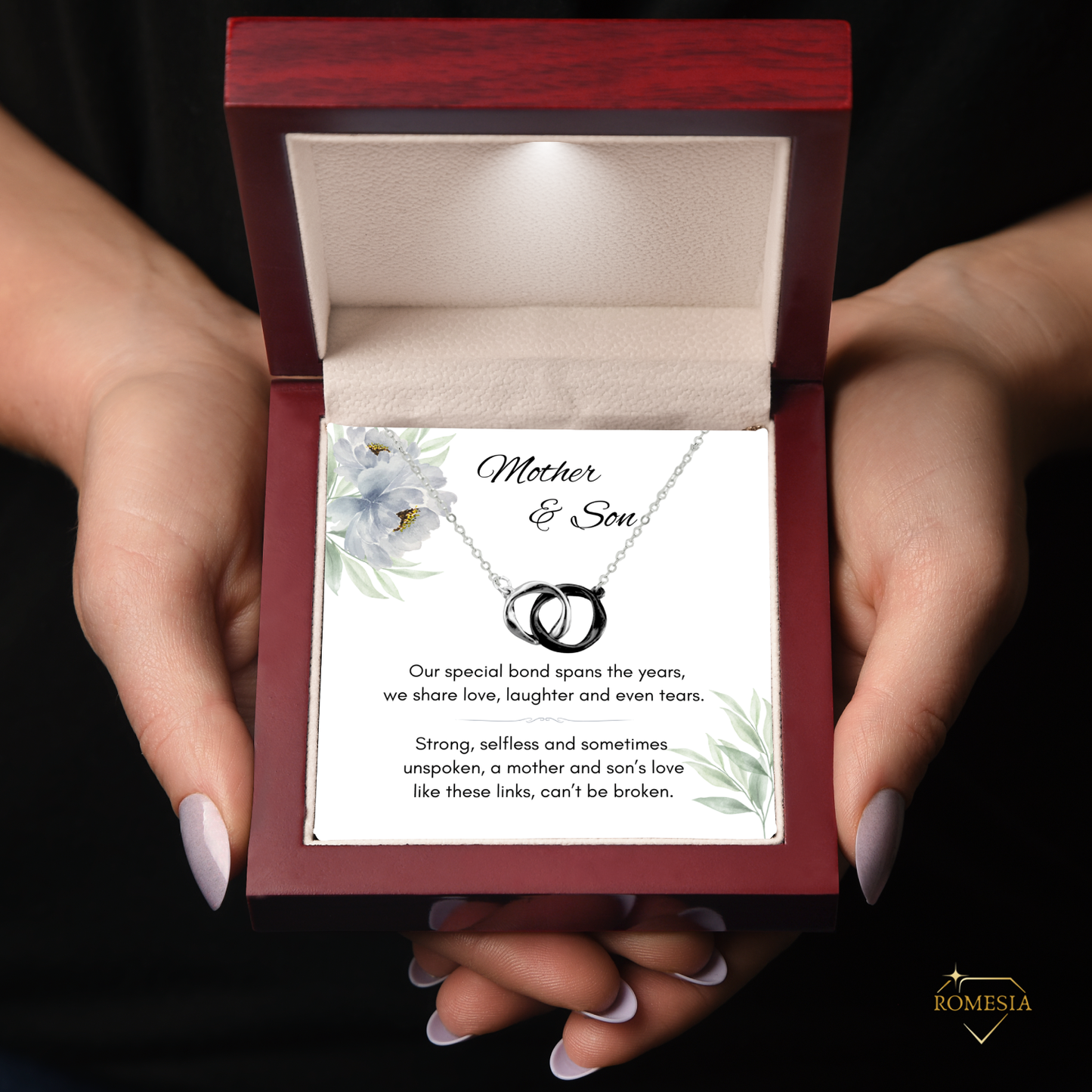 Mother and Son-A Special Bond-Interlocking Rings Necklace, Gift for mother's day, Christmas, Birthday