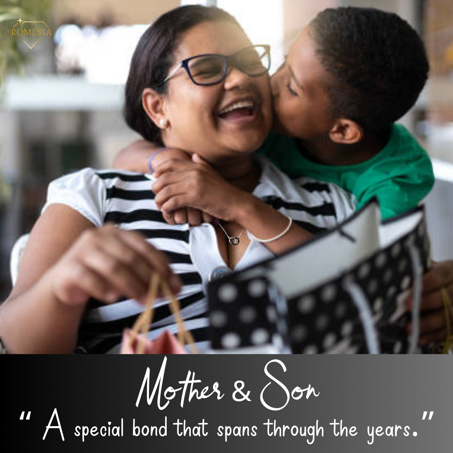 Mother and Son-A Special Bond-Interlocking Rings Necklace, Gift for mother's day, Christmas, Birthday