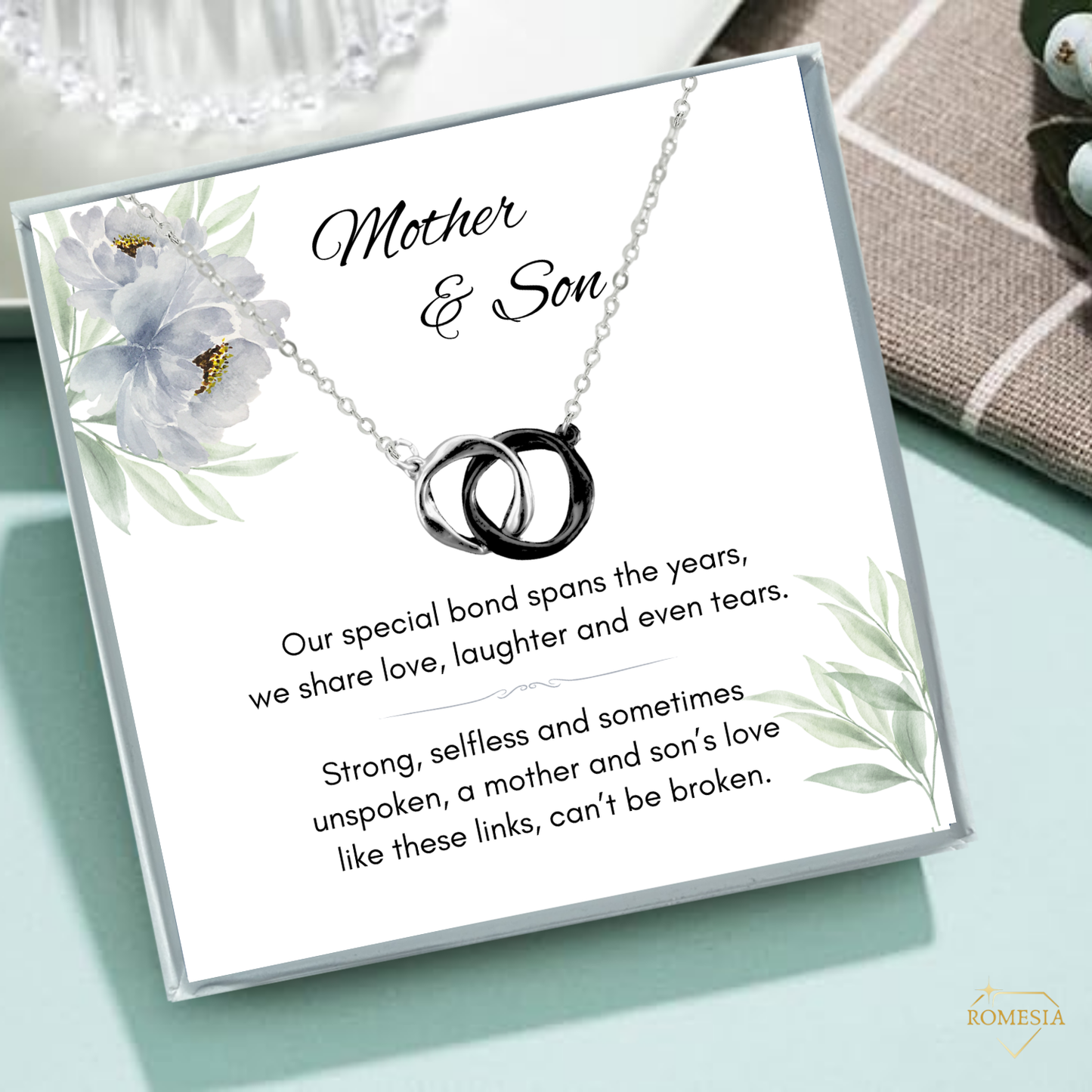 Mother and Son-A Special Bond-Interlocking Rings Necklace, Gift for mother's day, Christmas, Birthday