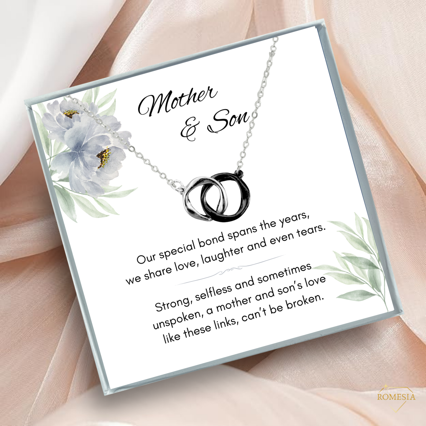 Mother and Son-A Special Bond-Interlocking Rings Necklace, Gift for mother's day, Christmas, Birthday