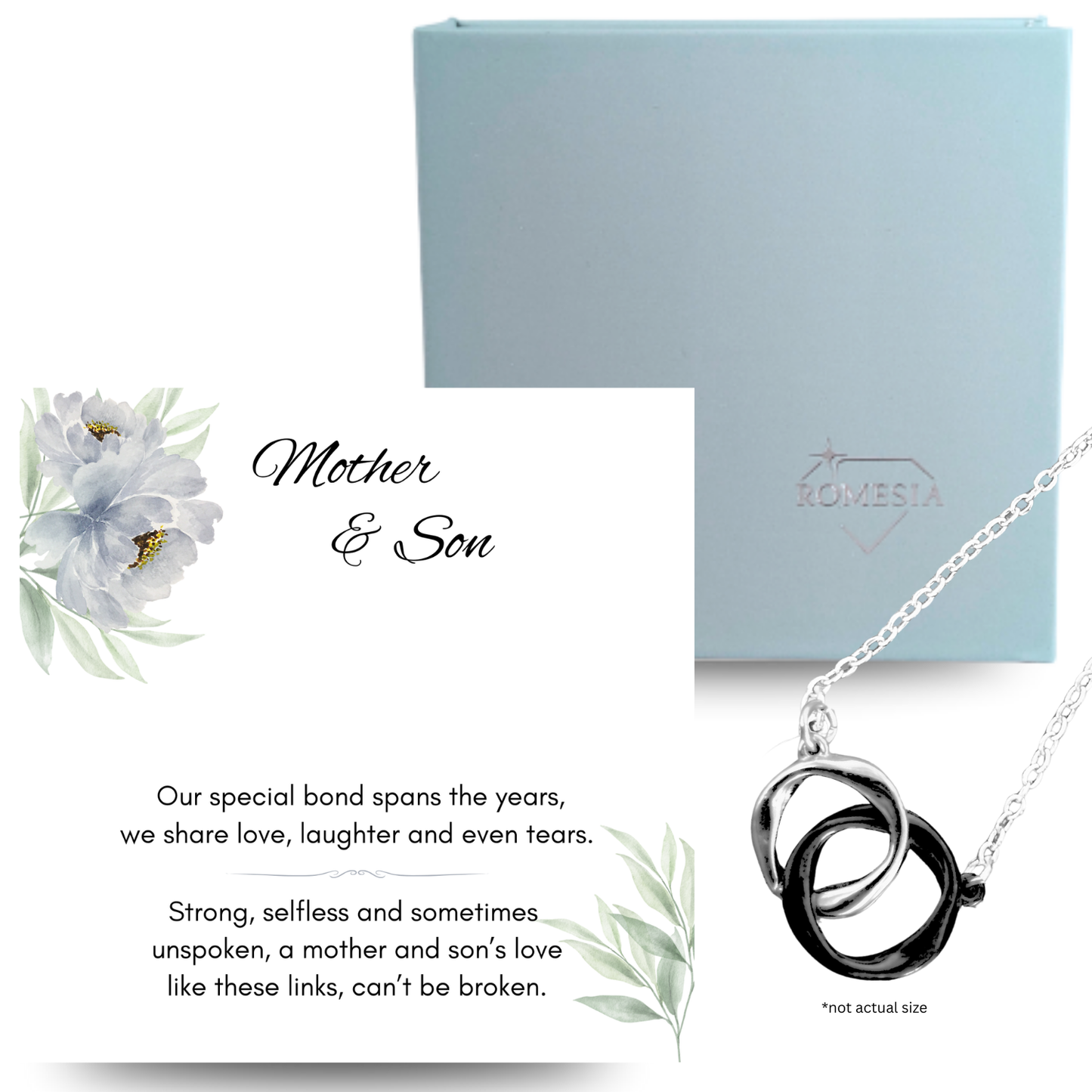 Mother and Son-A Special Bond-Interlocking Rings Necklace, Gift for mother's day, Christmas, Birthday