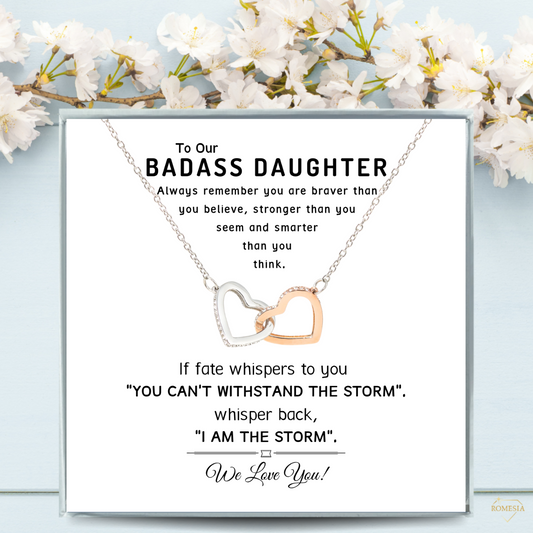 Our Badass Daughter-Interlocking Hearts Necklace