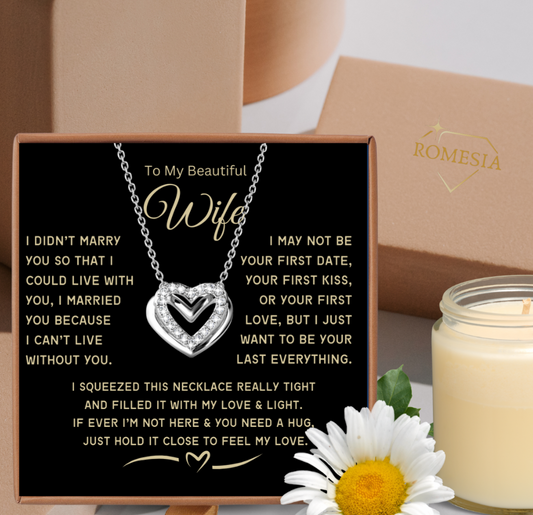 To My Wife-Love & Light-Passionate Hearts Necklace