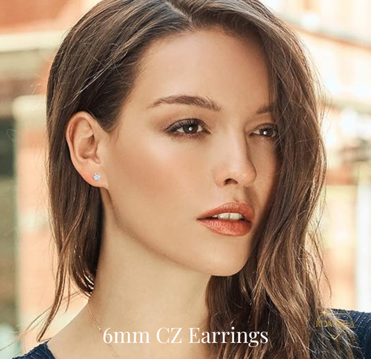 6mm-Surgical Steel/White Gold CZ Earrings