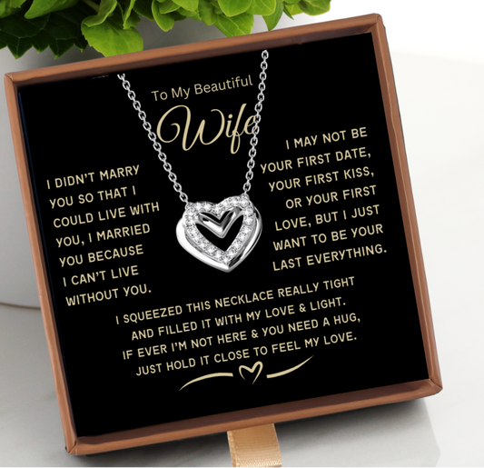 To My Wife-Love & Light-Passionate Hearts Necklace