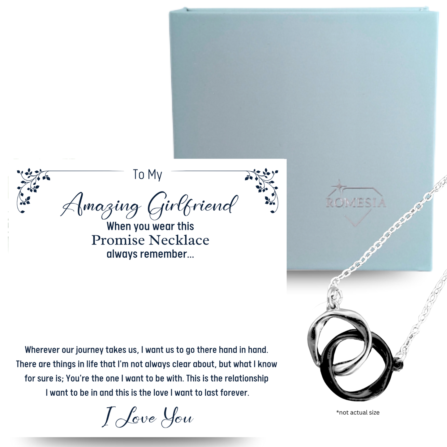 To My Amazing Girlfriend Promise Necklace, Double ring Pendent