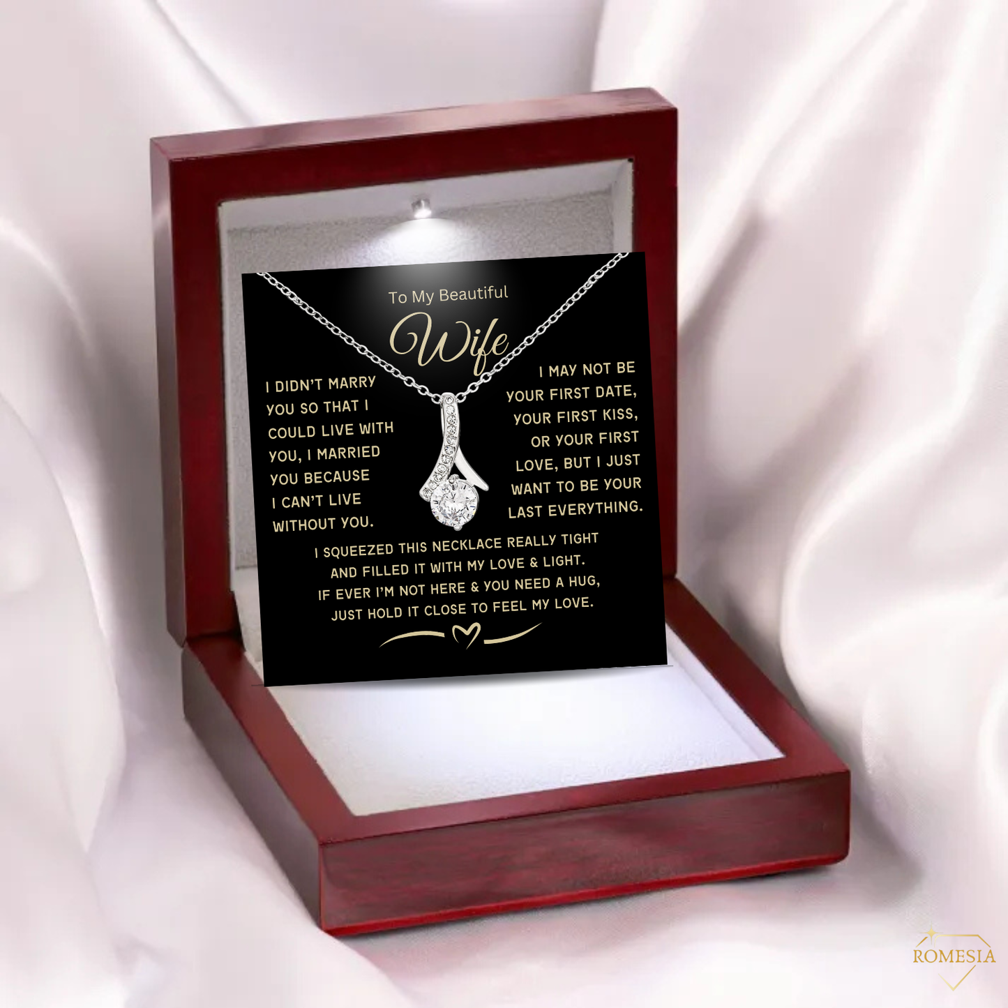 To My Wife Alluring Beauty Necklace, Anniversary, Birthday Gift or Just Because