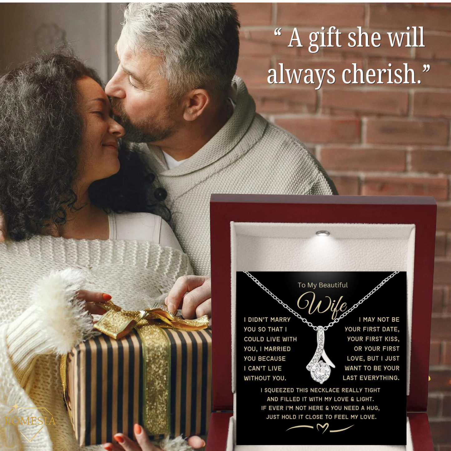 To My Wife Alluring Beauty Necklace, Anniversary, Birthday Gift or Just Because