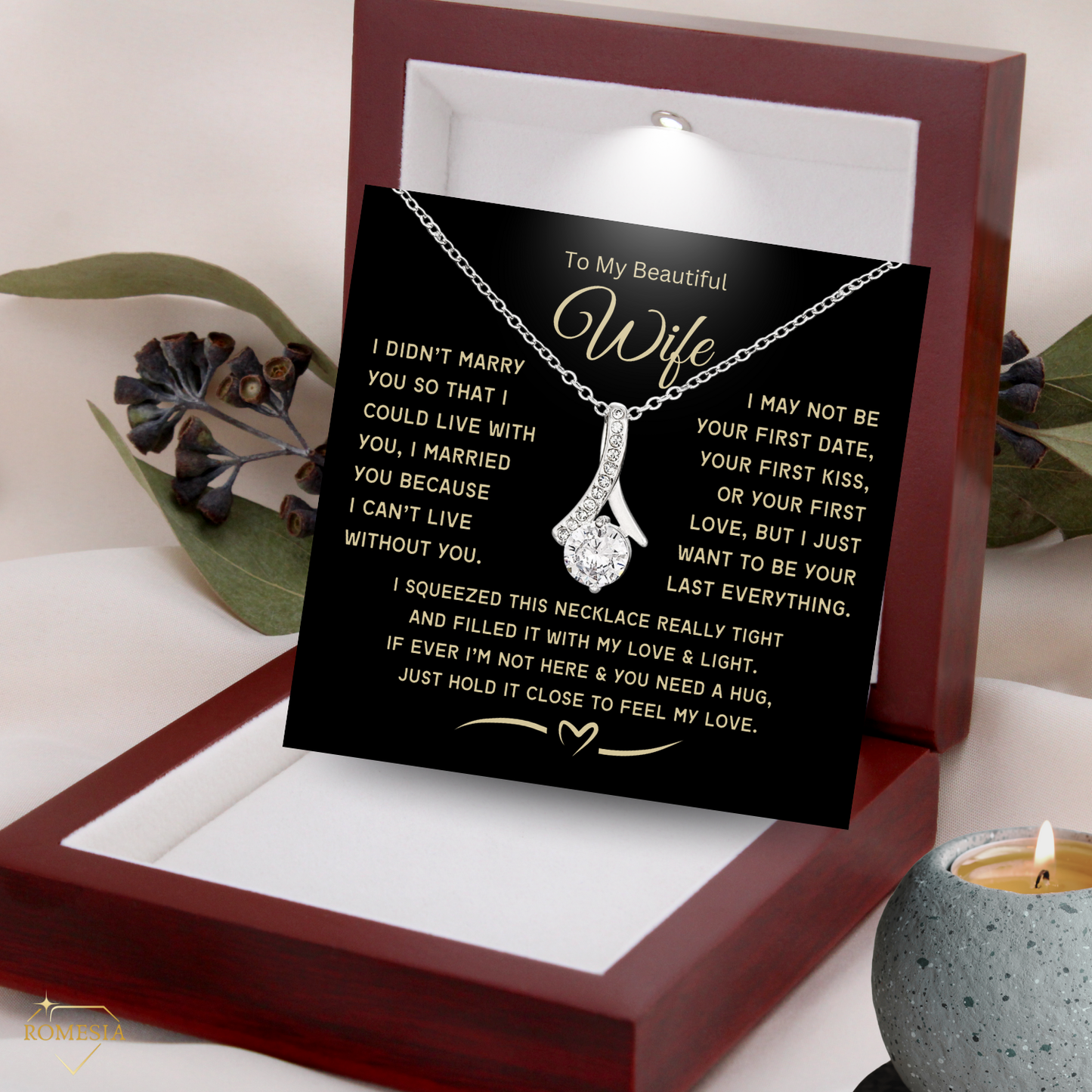 To My Wife Alluring Beauty Necklace, Anniversary, Birthday Gift or Just Because