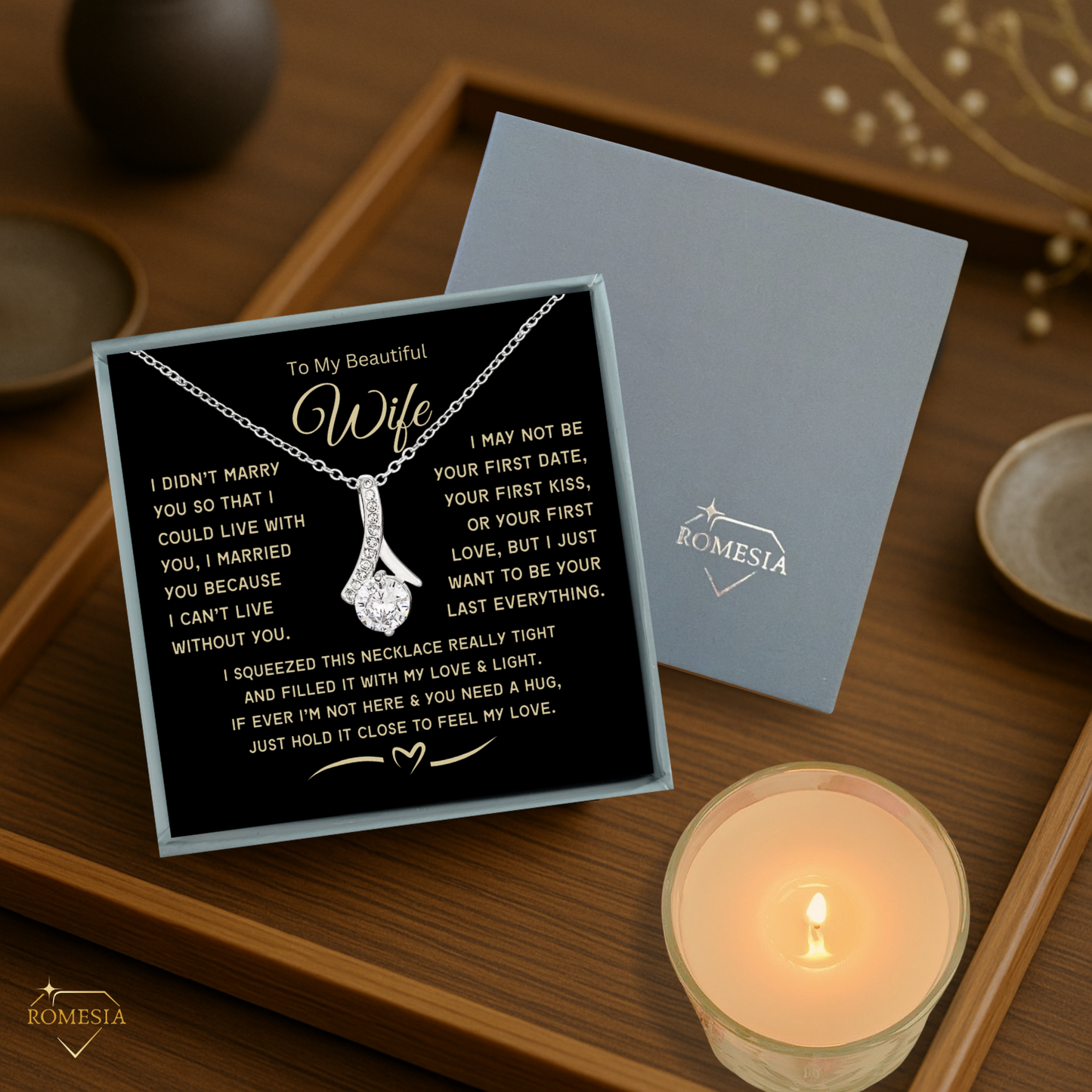 To My Wife Alluring Beauty Necklace, Anniversary, Birthday Gift or Just Because