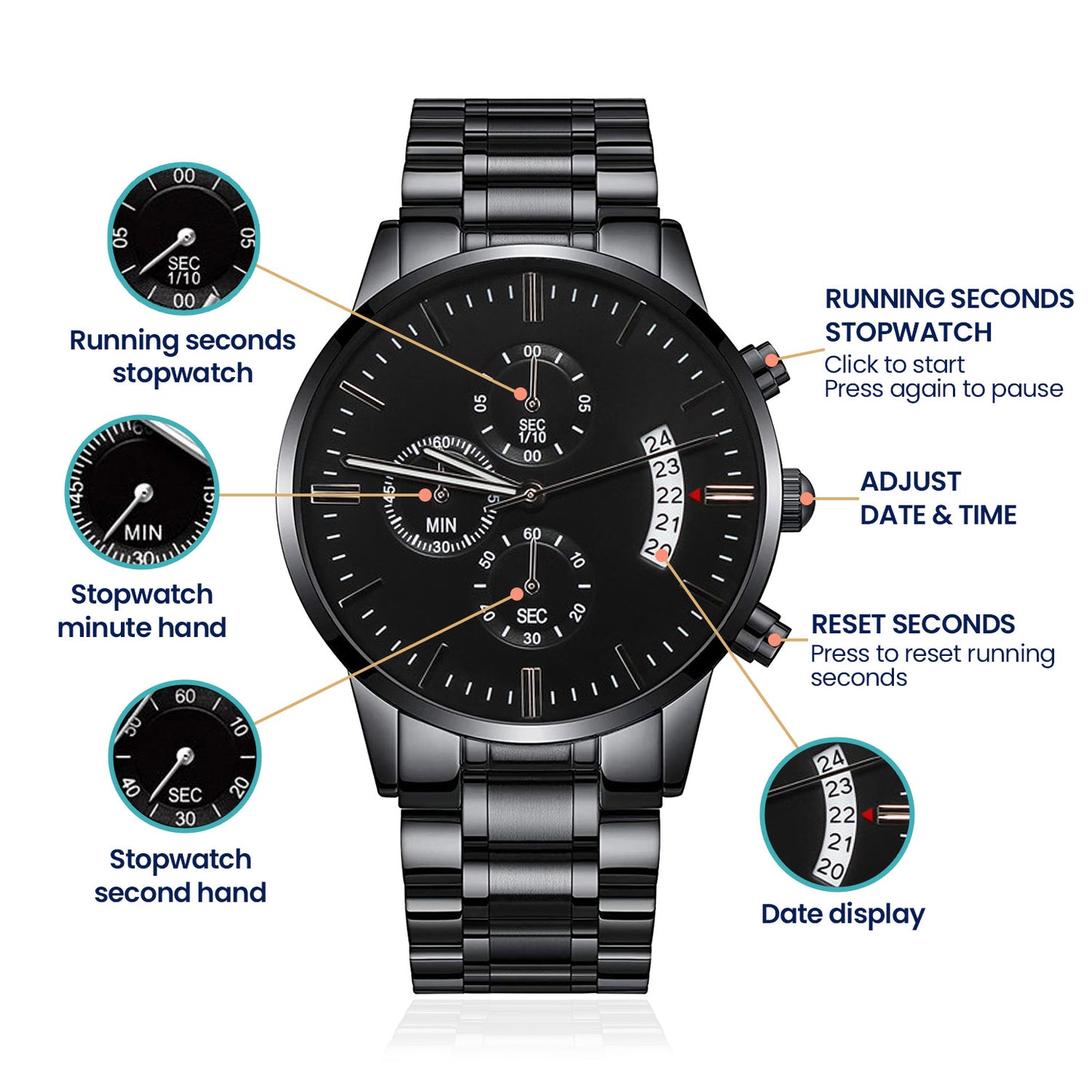 You're Awesome Dad-Black Chronograph Watch