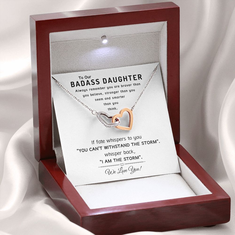 Our Badass Daughter-Interlocking Hearts Necklace